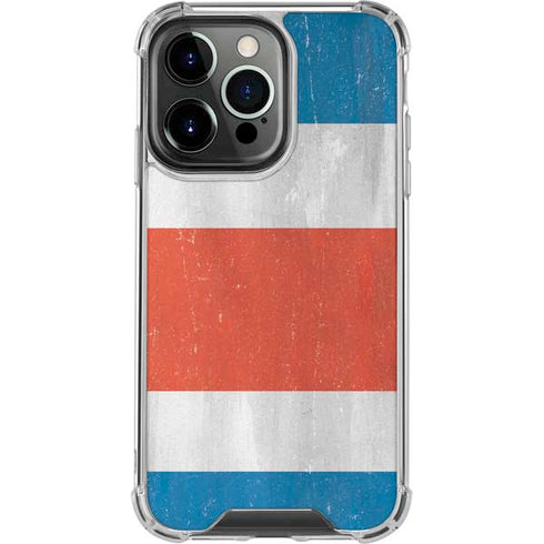 Costa Rican Flag Distressed iPhone 16 Pro Clear Case